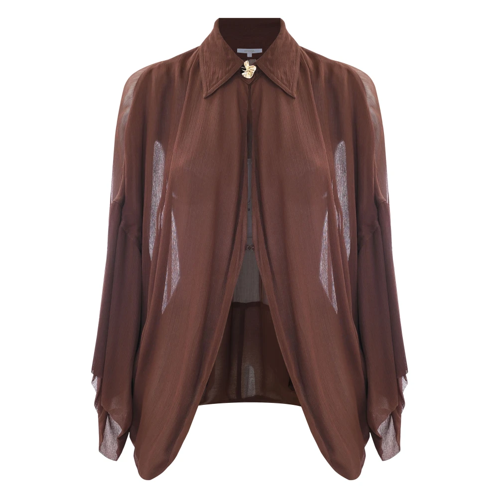 Kocca Maroon Sheer Blouse met Gouden Sluiting Brown Dames