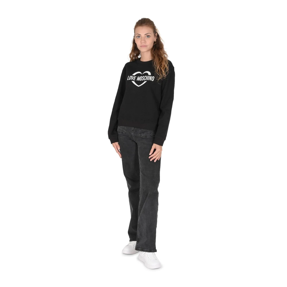 Moschino Zwarte Heart Logo Katoenen Sweatshirt Black Dames