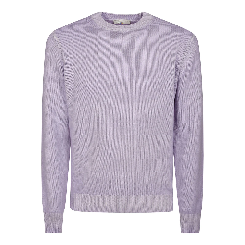 Filippo De Laurentiis Cashmere Crewneck Sweater met geribbelde randen Purple Heren