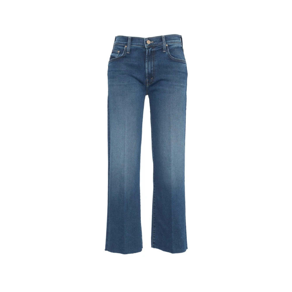 Mother Stijlvolle Blauwe Jeans met Franjezoom Blue Dames