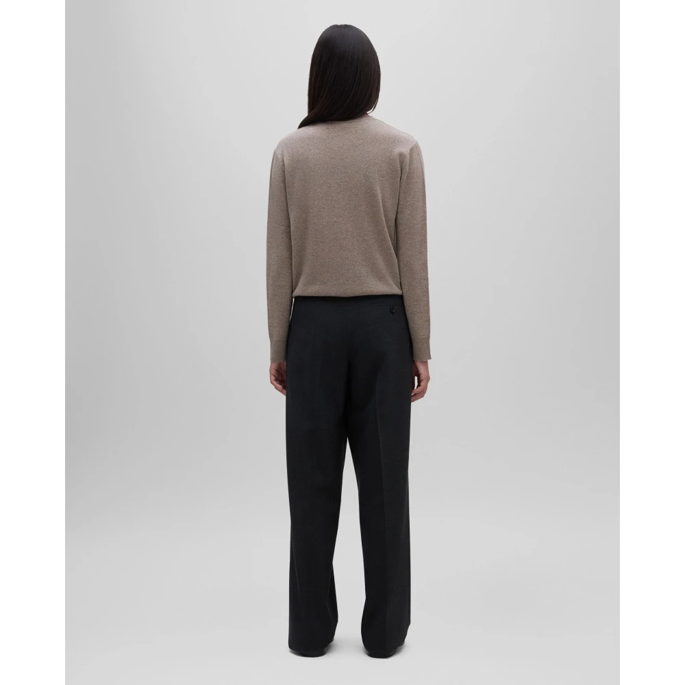 Aspesi Hoge taille broek met plooien en zachte pijp Black Dames