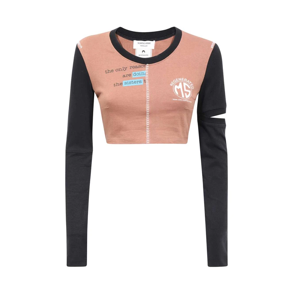 Marine Serre Crop Top med Kontrastdetaljer Brown, Dam