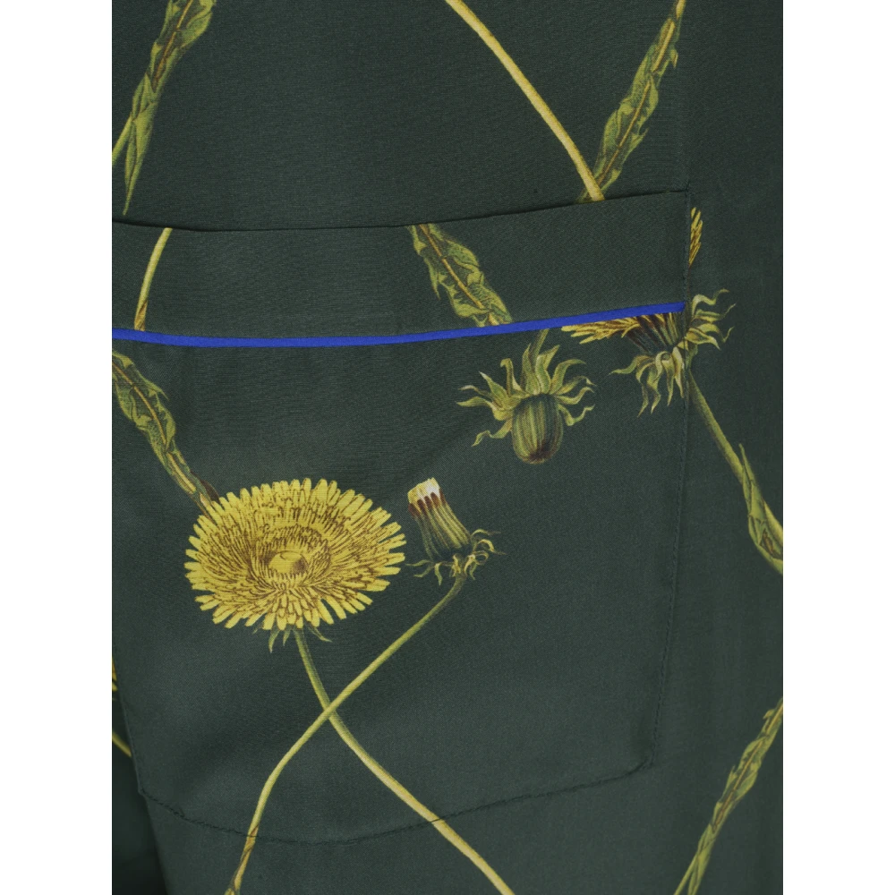 Burberry Zijden Pyjamabroek met Paardenbloemprint Green Dames
