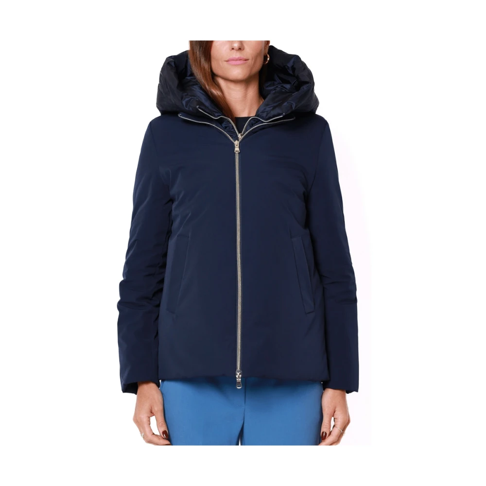 Emme DI Marella Korte Blauwe Winterjas met Capuchon Blue Dames