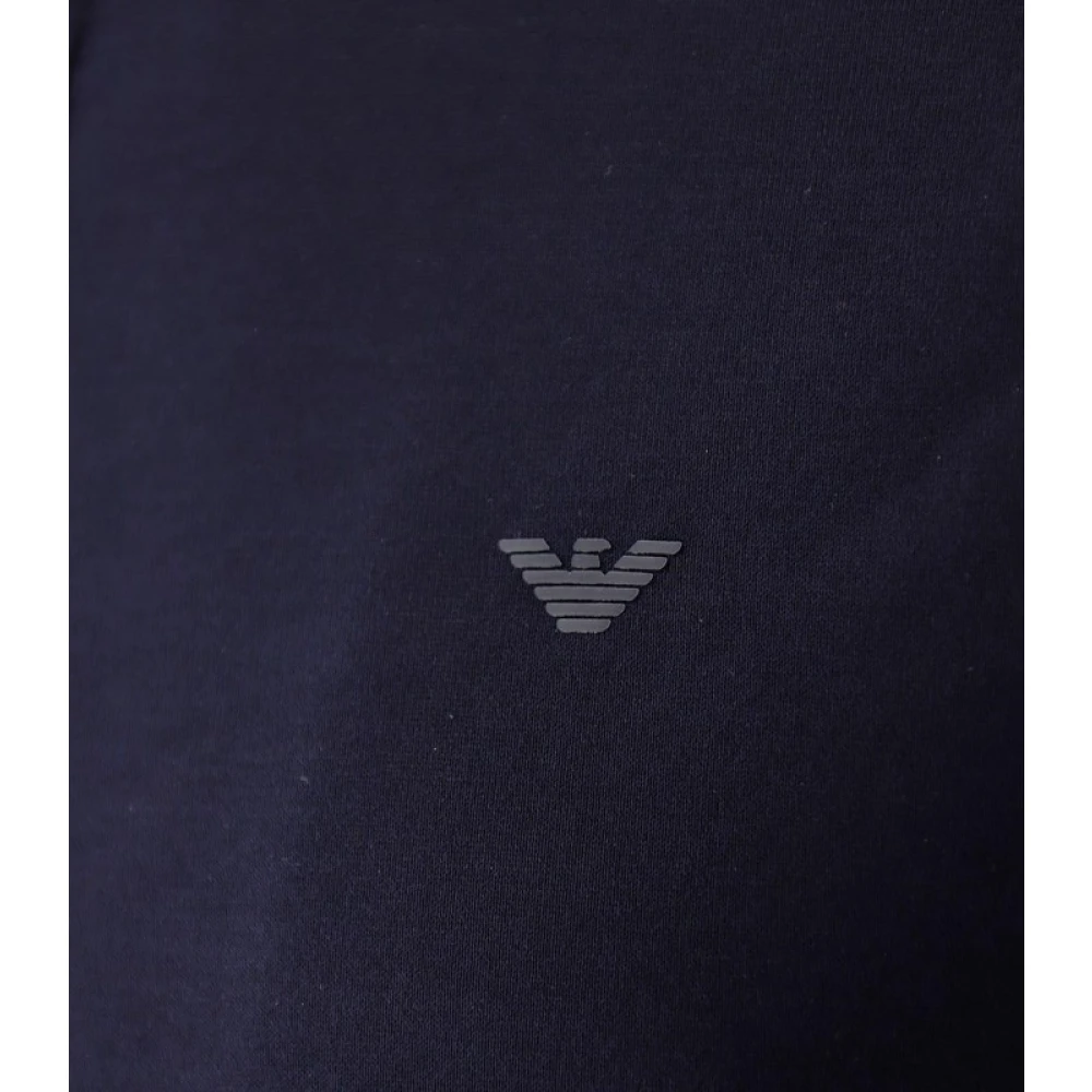 Armani Navy Logo Lange Mouw Polo Shirt Blue Heren