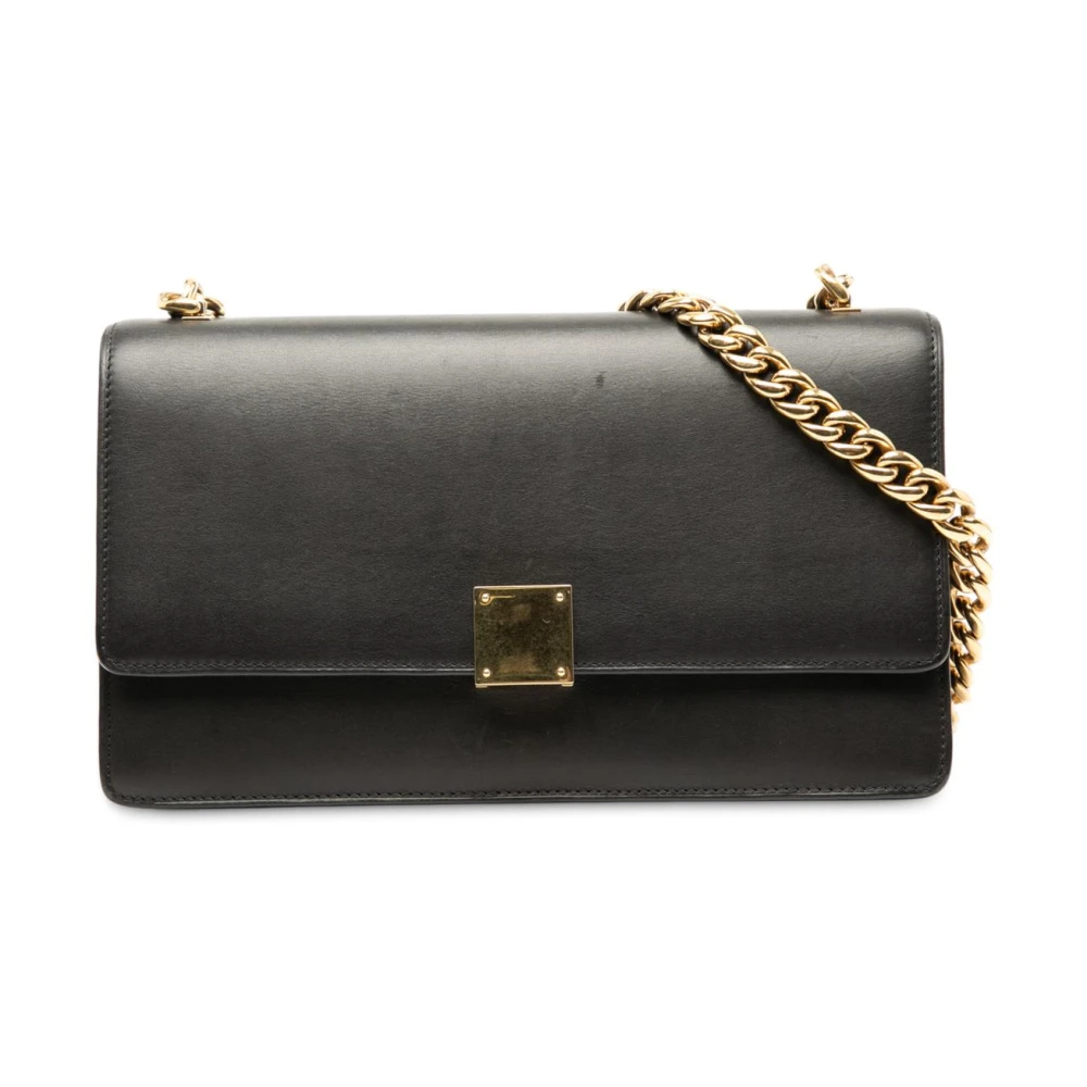 Celine Vintage Women's Black Pre-Owned Chain Detail Shoulder Bag