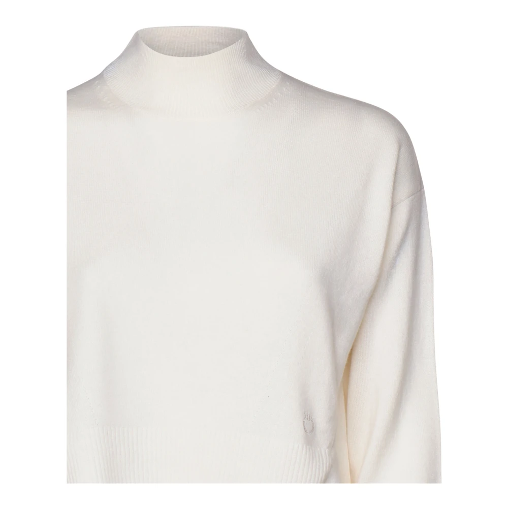 pinko Witte Wollen Trui Halfhoge Hals White Dames