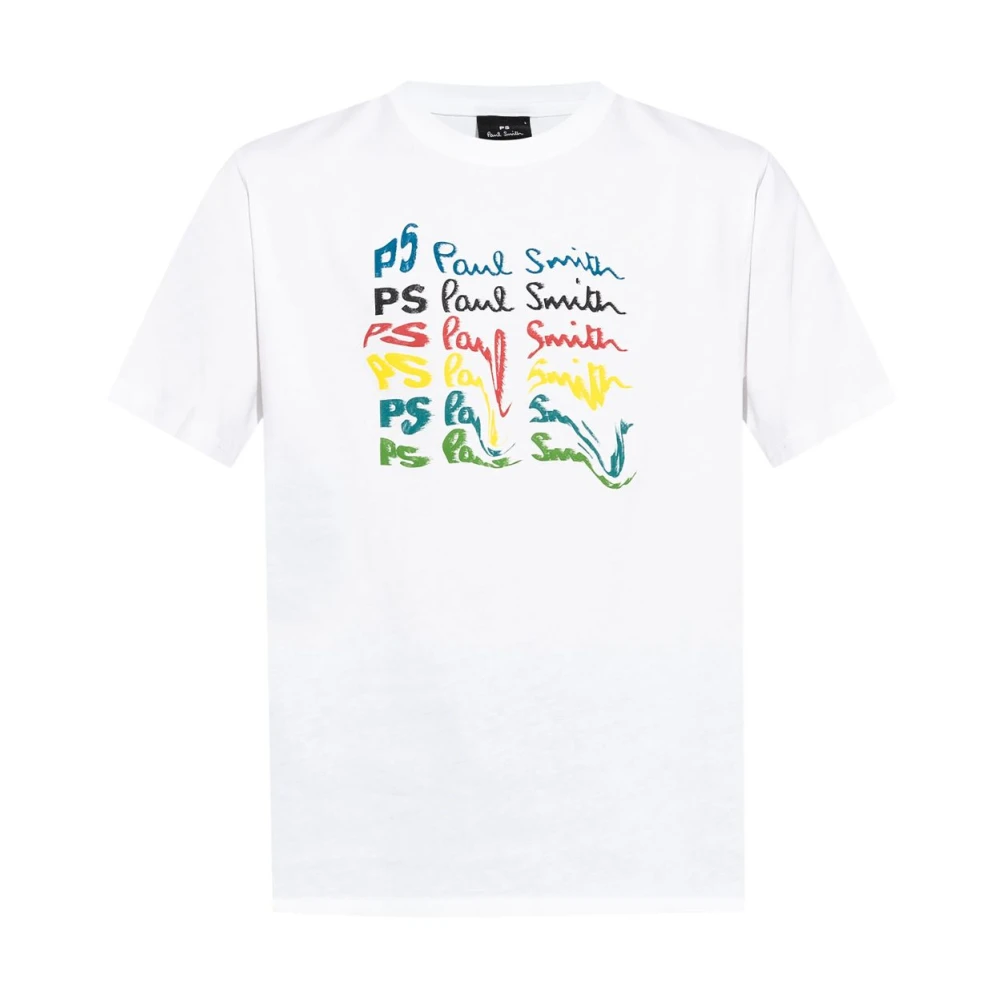 PS By Paul Smith Wit Logo Katoenen T-shirt White Heren