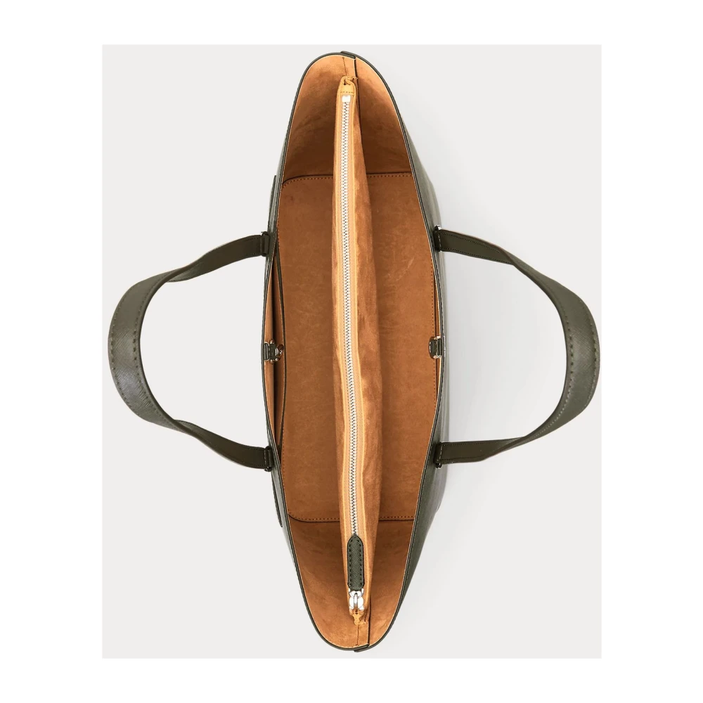 Ralph Lauren Tote Karly grande in gestructureerd leer Green Dames