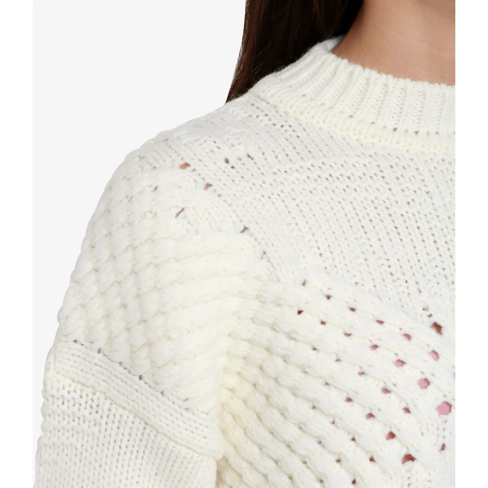 Roy Roger's Witte Opengebreide Trui White Dames