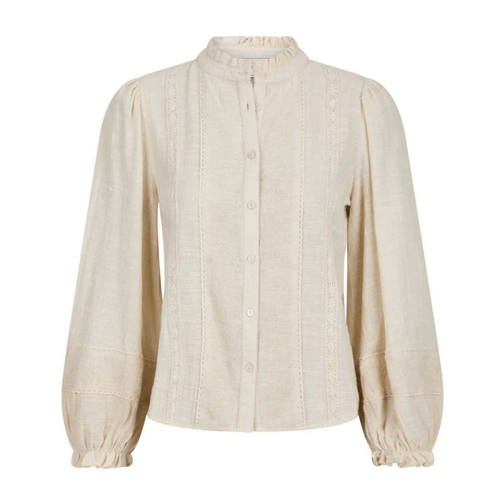 NEO NOIR Elegante Deco Blouse met Borduurwerk Beige Dames