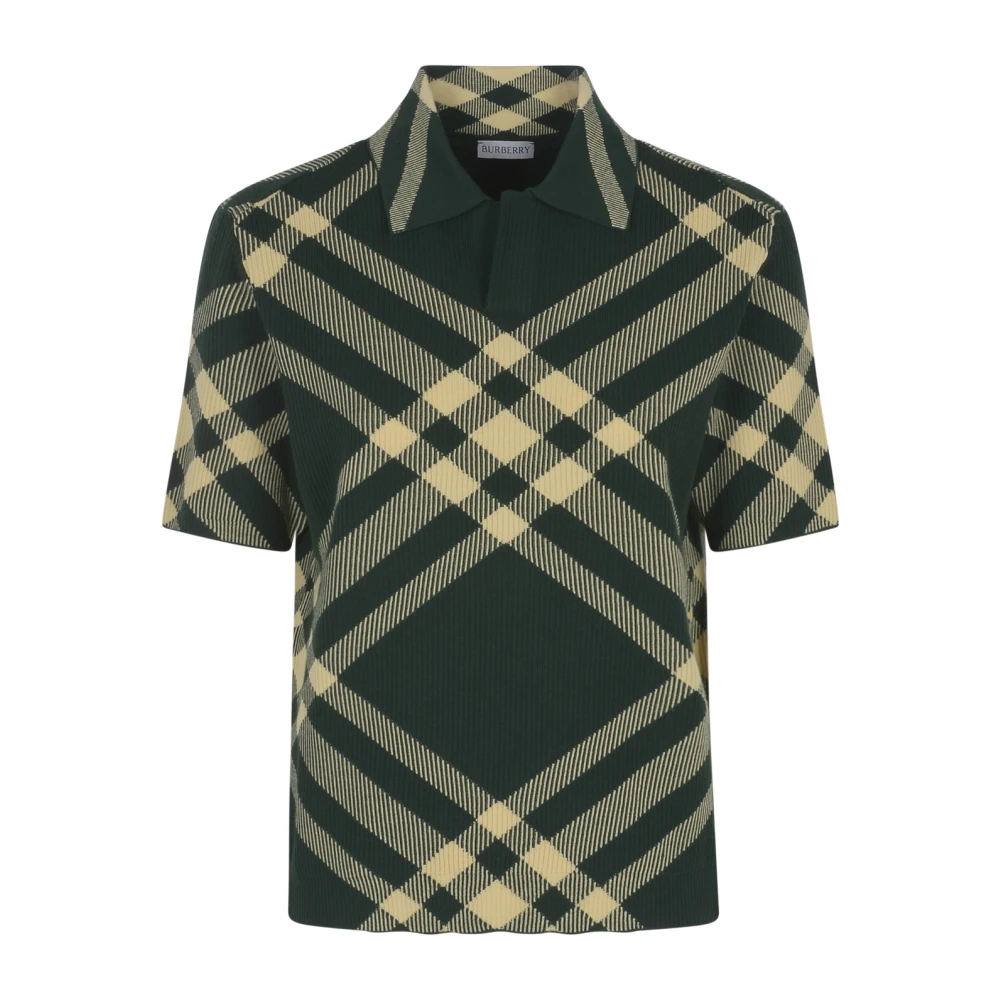 Burberry Geribbelde Merinowol Polo Shirt Green Dames
