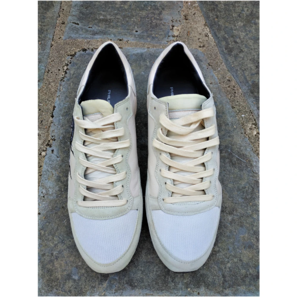 Philippe Model Sneakers met Geborduurde Draak van Leer en Suède White Dames