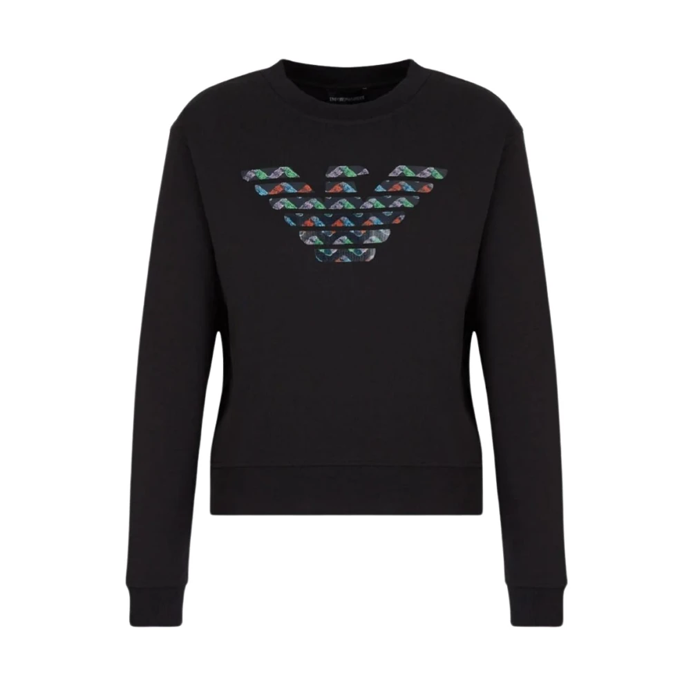 Emporio Armani Rundhalsad sweatshirt Black, Dam