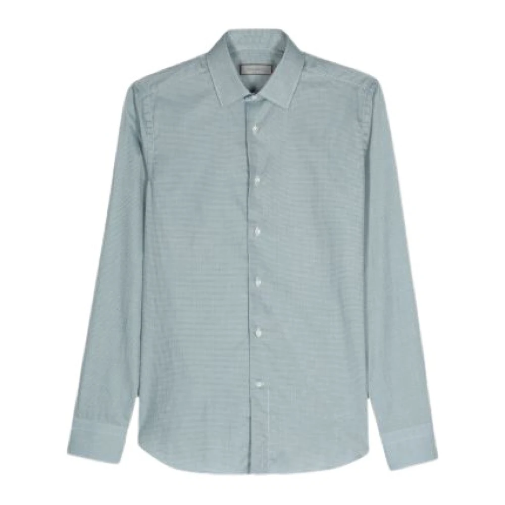 Canali Groen Geruite Katoenen Overhemd Green Heren