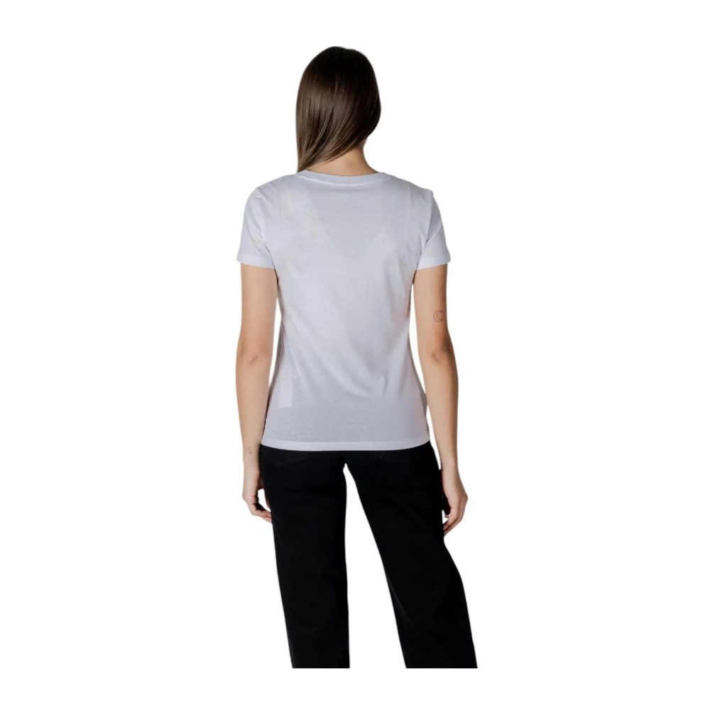 Armani Exchange Casual T-shirt met ronde hals White Dames