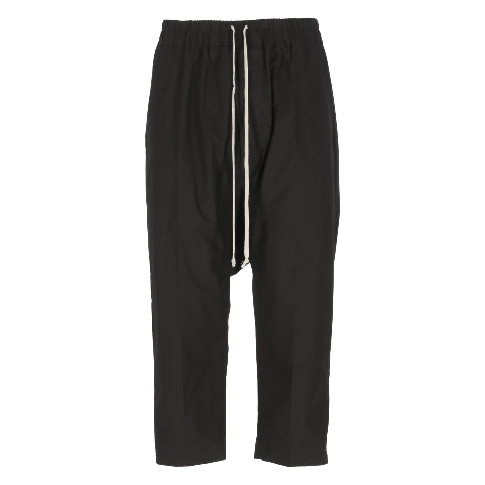 Rick Owens Zwarte katoenen cropped broek met elastische tailleband Black Heren
