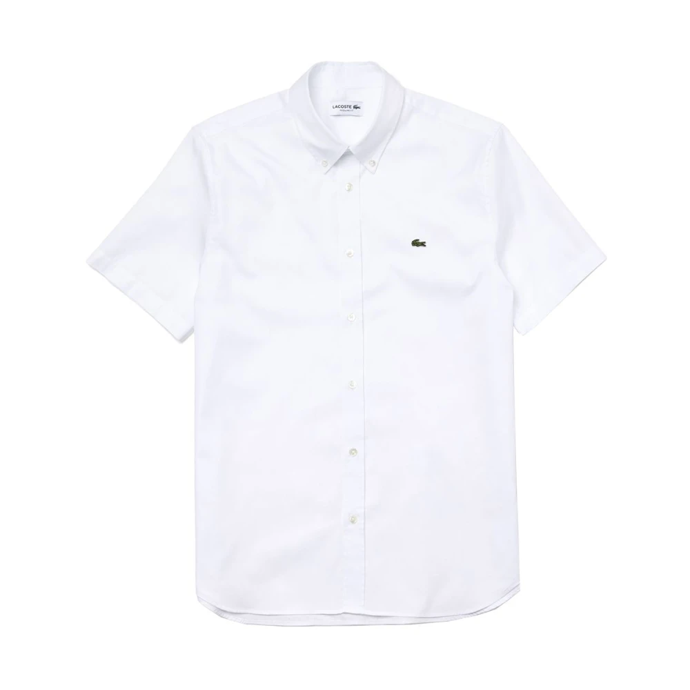 Lacoste Premium Bomull Regular Fit Skjorta med Vichy Rutigt Mönster White, Herr