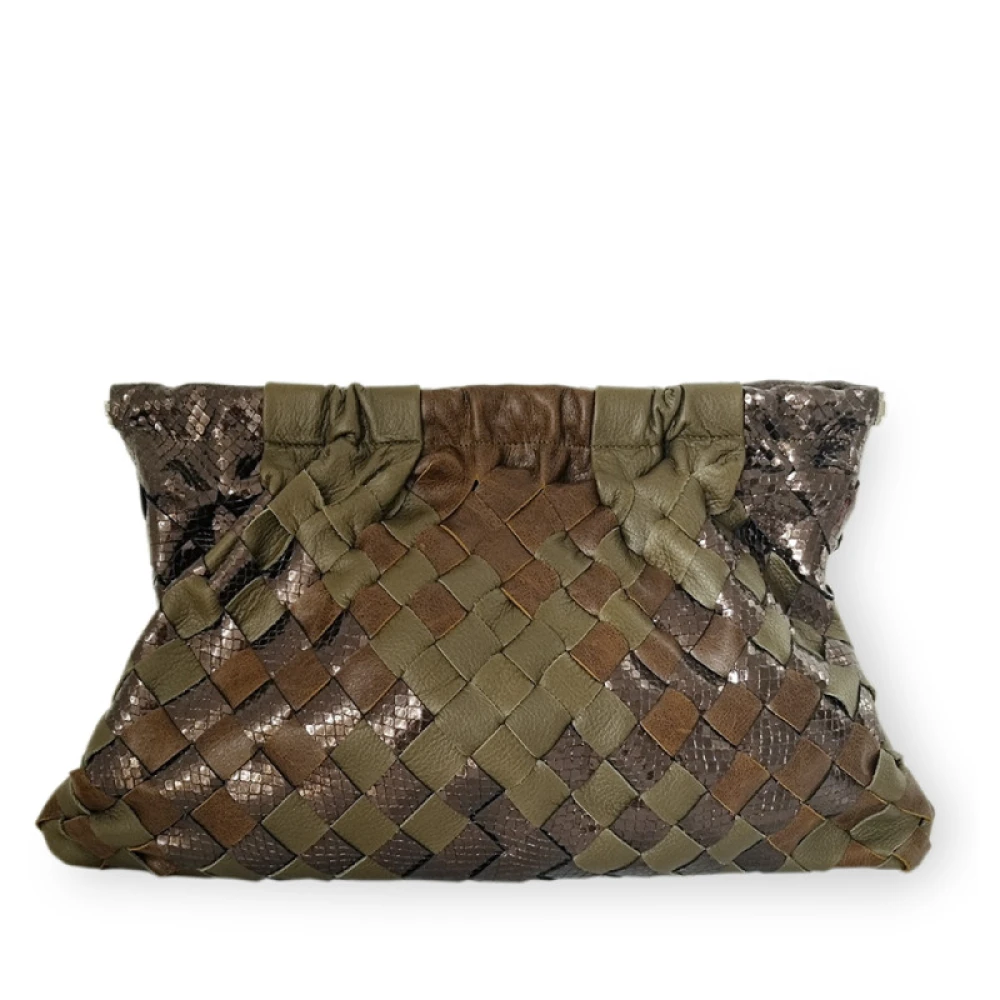 Claramonte Handgeweven Camo Clutch Tas Brown Dames