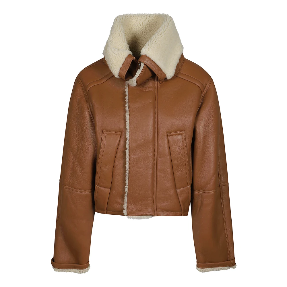 Victoria Beckham Shearling Peacoat Brown Dames