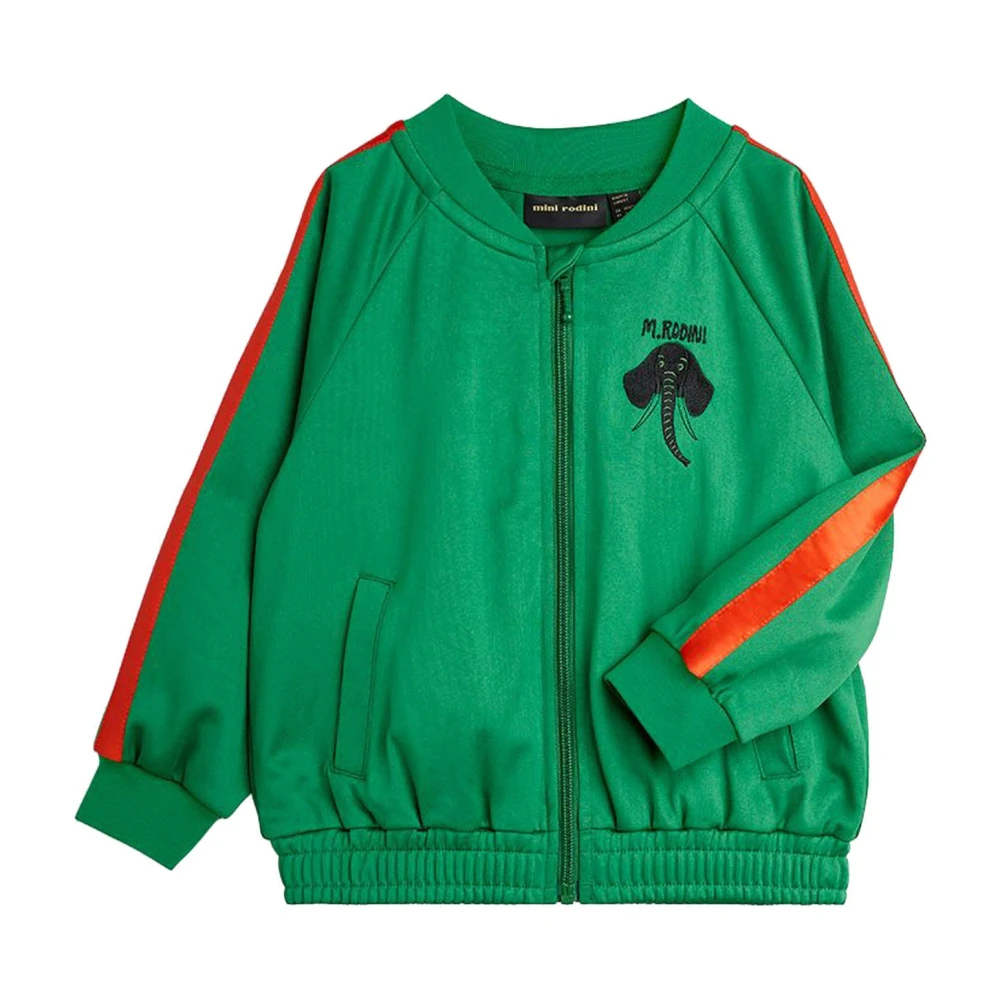 Mini Rodini Boys Green Kids Sweatshirts, 6 M, Open Zip Sweatshirt