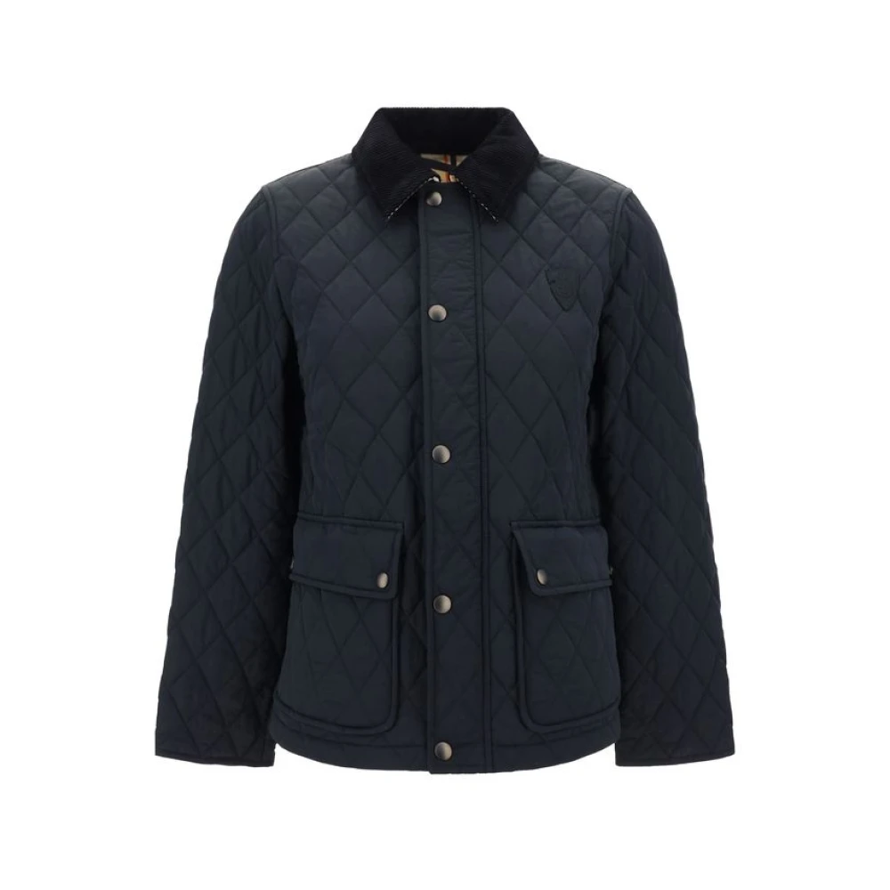 Burberry Gewatteerde jas met fluwelen kraag Black Dames