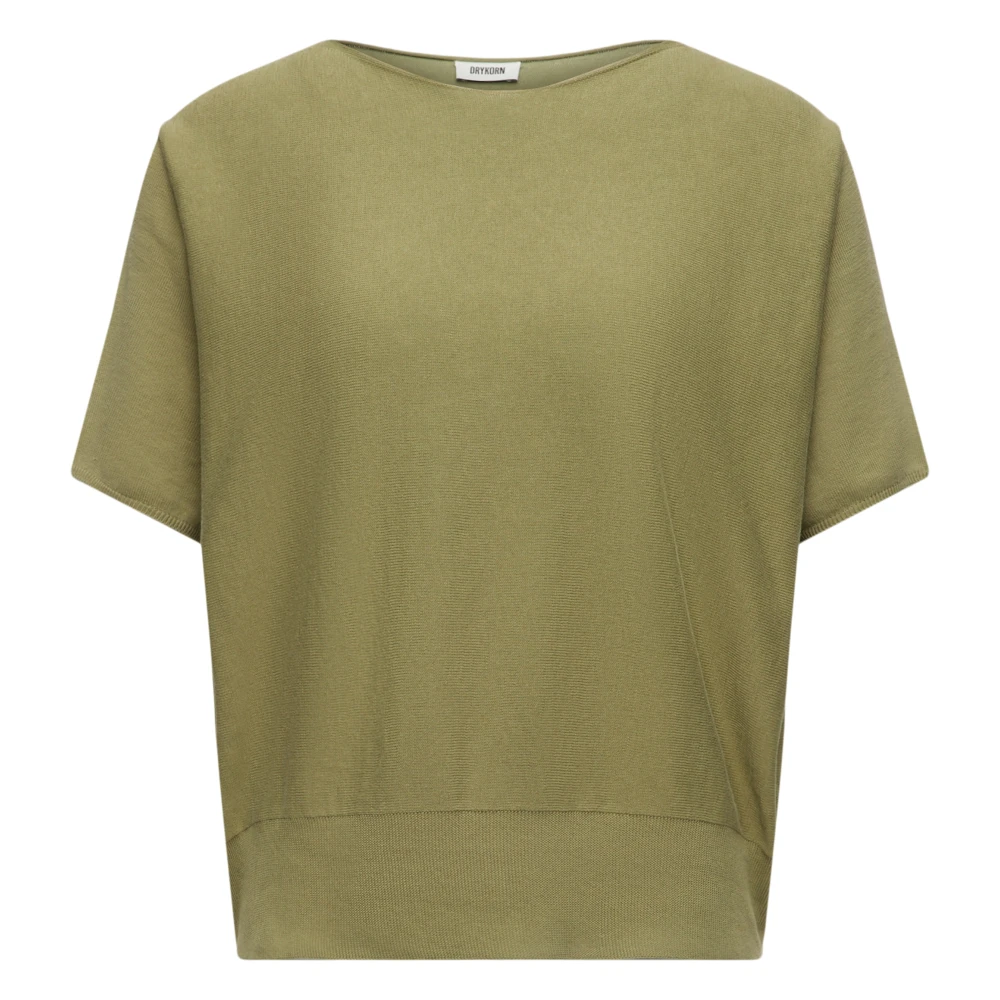 Drykorn Green,White Fijngebreide Trui Met Korte Mouwen,Trui Met Korte Mouwen