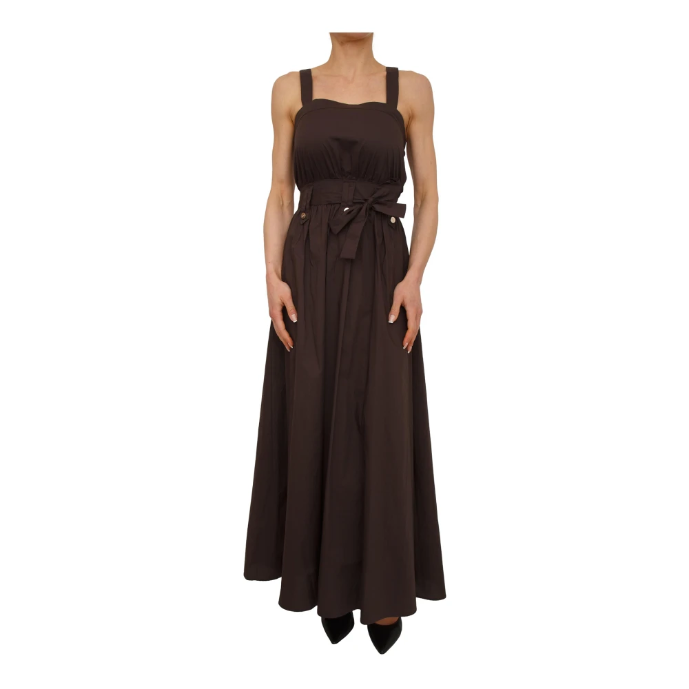Liu Jo Kvinno Brun Klänningar Dam, S, Bomull, Long Poplin Dress