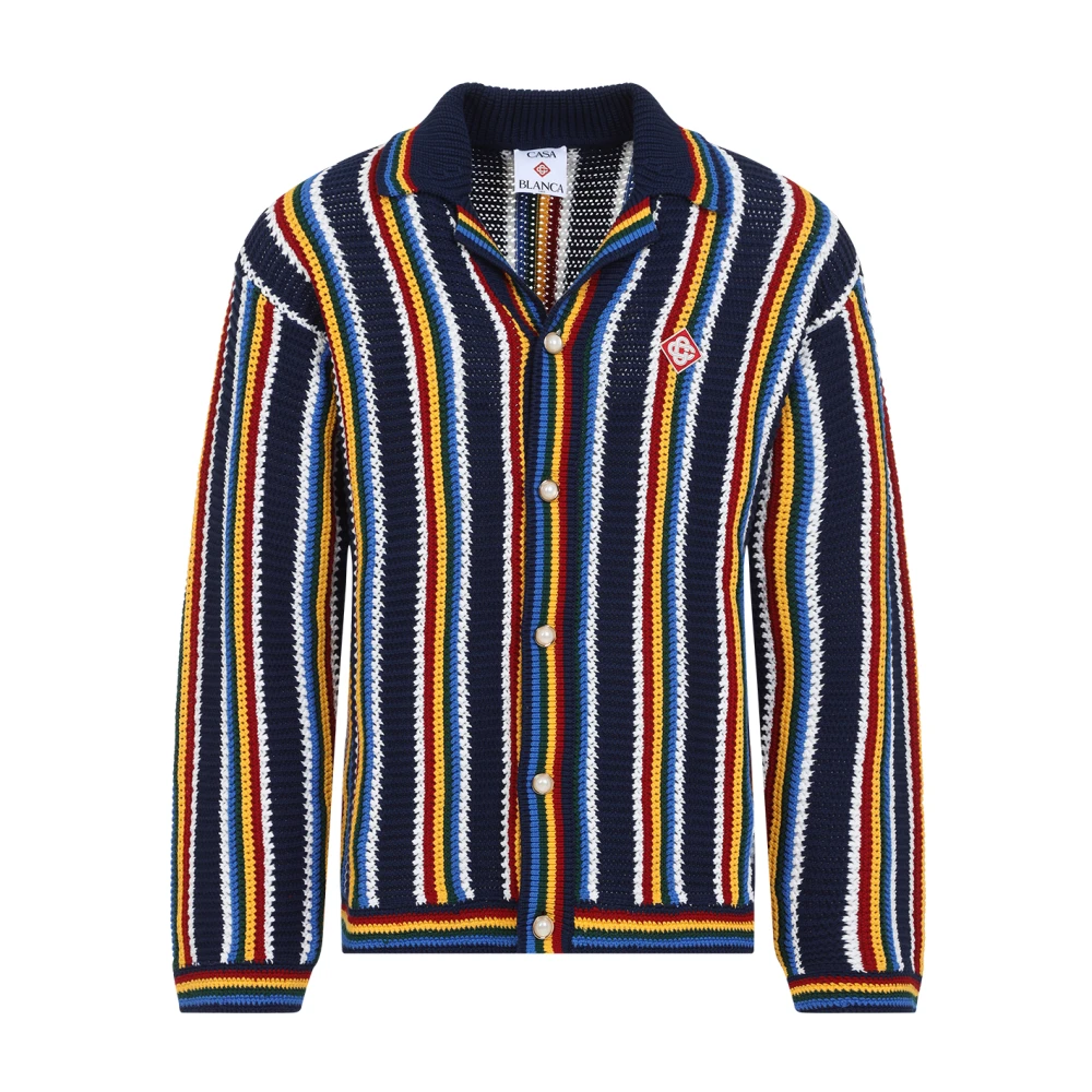 Casablanca Men's Multicolor Cardigans, Xs, Striped Crochet Cardigan