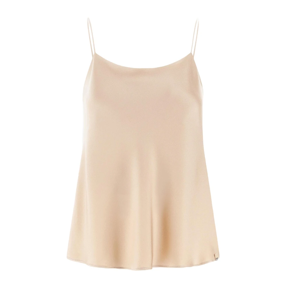 Herno Top met Vierkante Halslijn en Satijnen Effect Beige Dames
