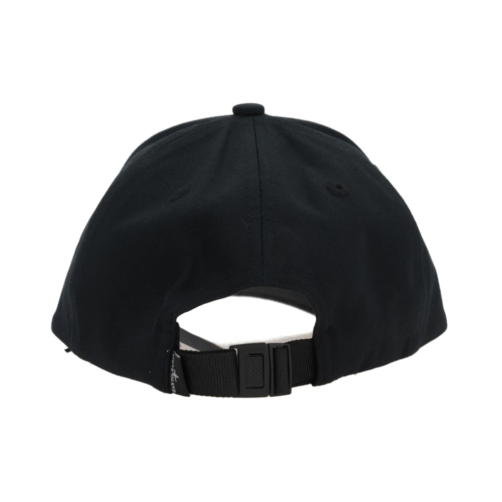 Stone Island Zwarte Canvas Baseballpet met Logopatch Black Heren