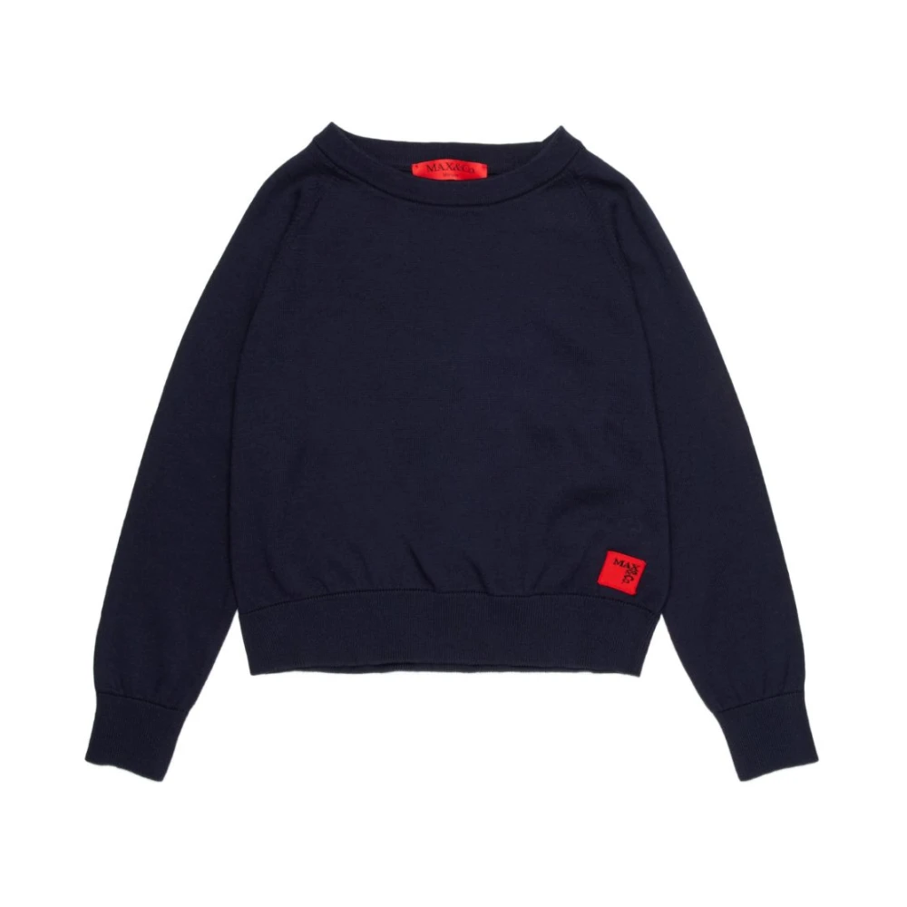 Max & Co Unisex Kids Blue Kids Knitwear, 12 Y, Maglia Girocollo In Tessuto E Logo
