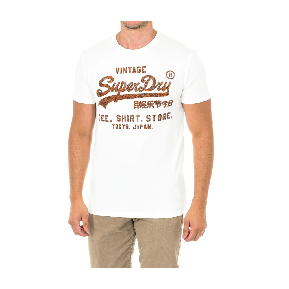 Superdry Korte Mouw T-Shirt in Crudo-Marron White Heren