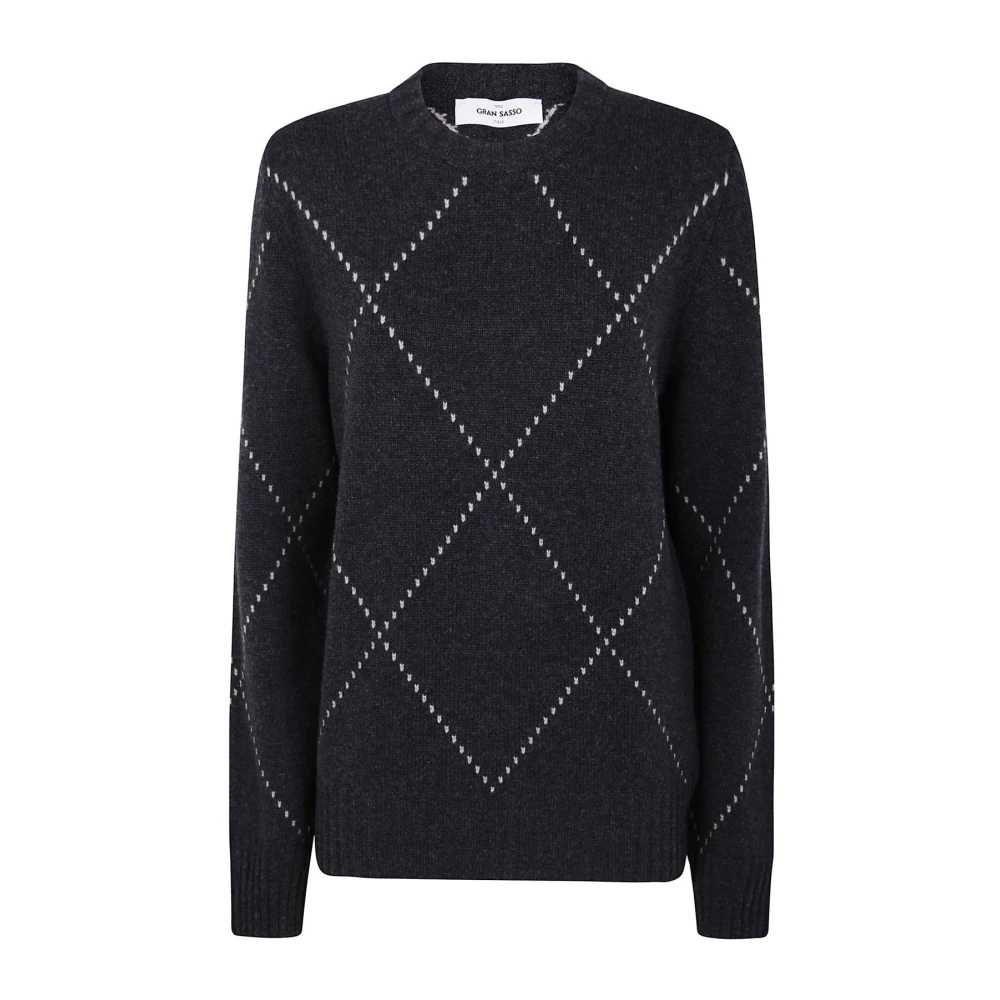 Gran Sasso Mannelijk Grijs Argyle Crew Neck Sweater