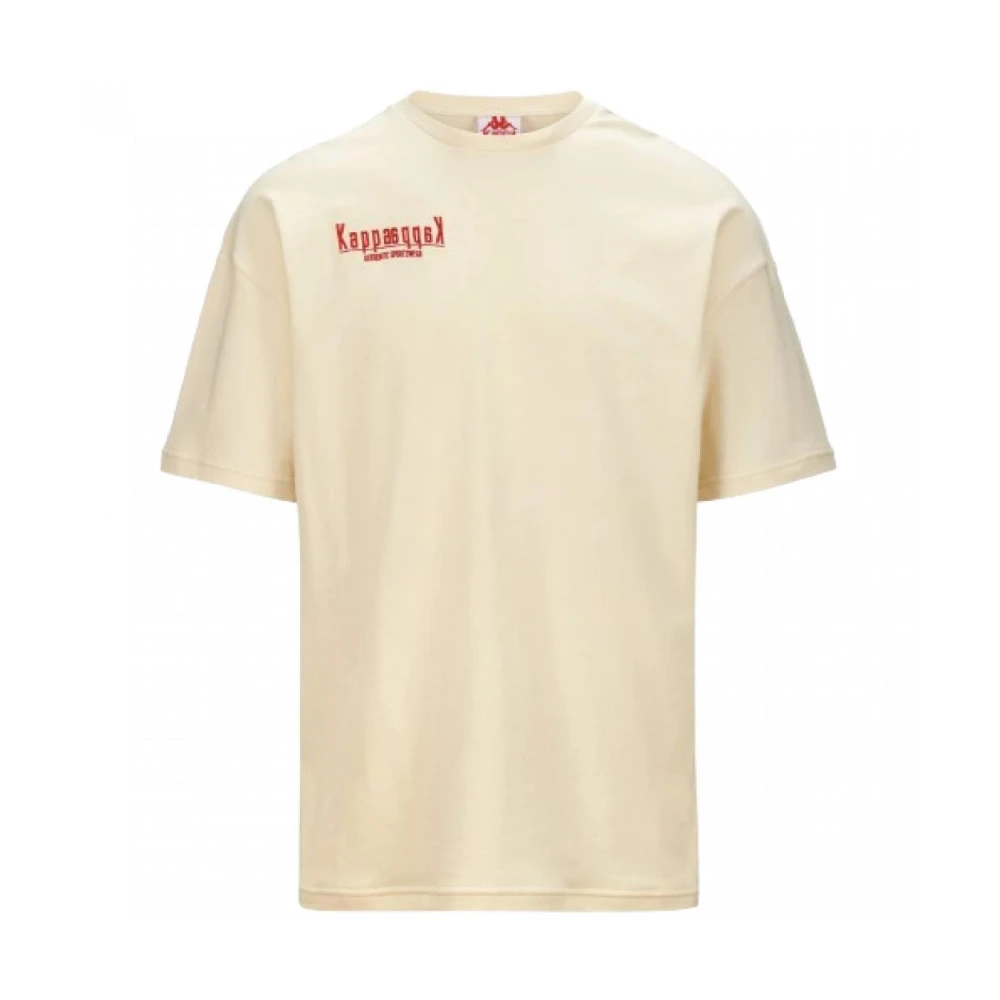 Kappa Katoenen T-shirt met Geborduurde Grafische Beige Heren