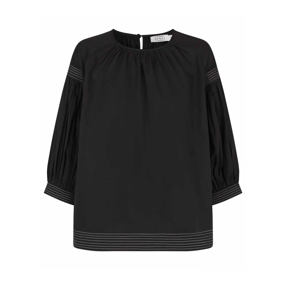 Masai Oversized Top met ¾ Mouwen Black Dames