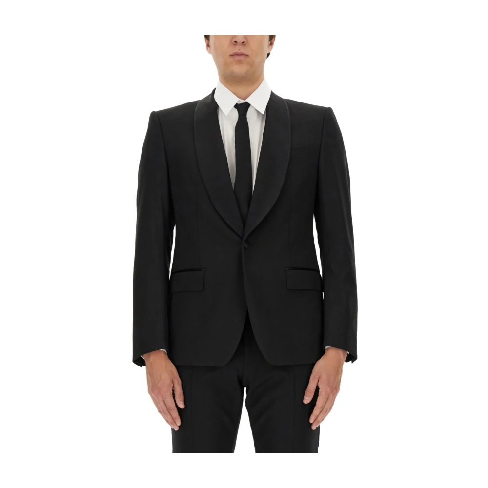 Dolce & Gabbana Elegante Shawl Kraag Blazer Black Heren