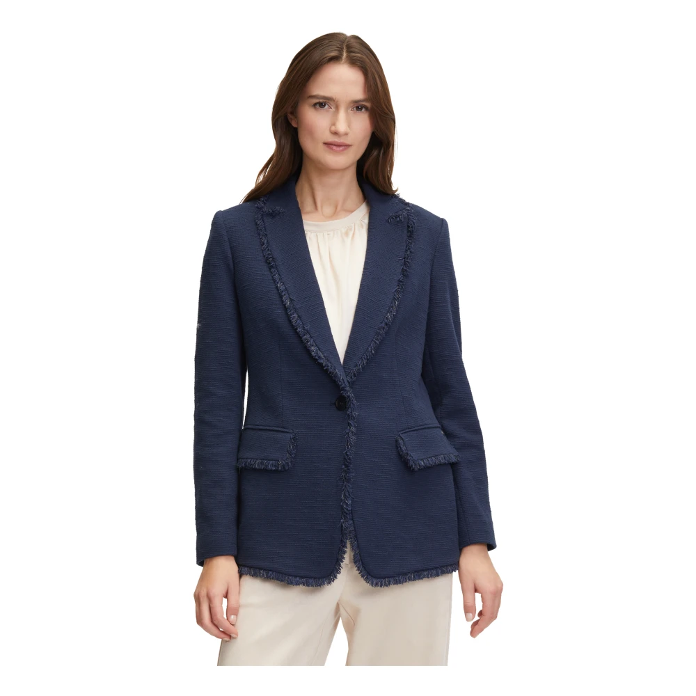 Betty & Co Fringe Business Blazer Blue Dames