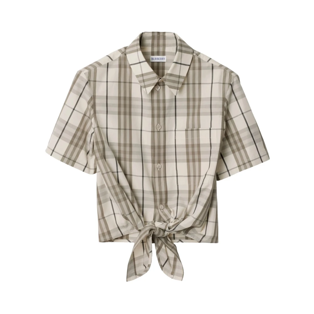 Burberry Multicolor Beige Button-Up Shirt Short Sleeves - Female - Shirts - 3XS - Blouses & Shirts