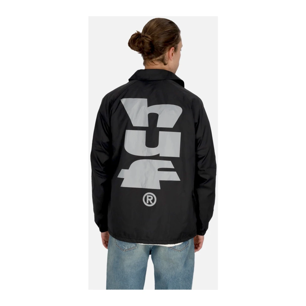 HUF Zwarte Nylon Coach Jack Megablast Black Heren