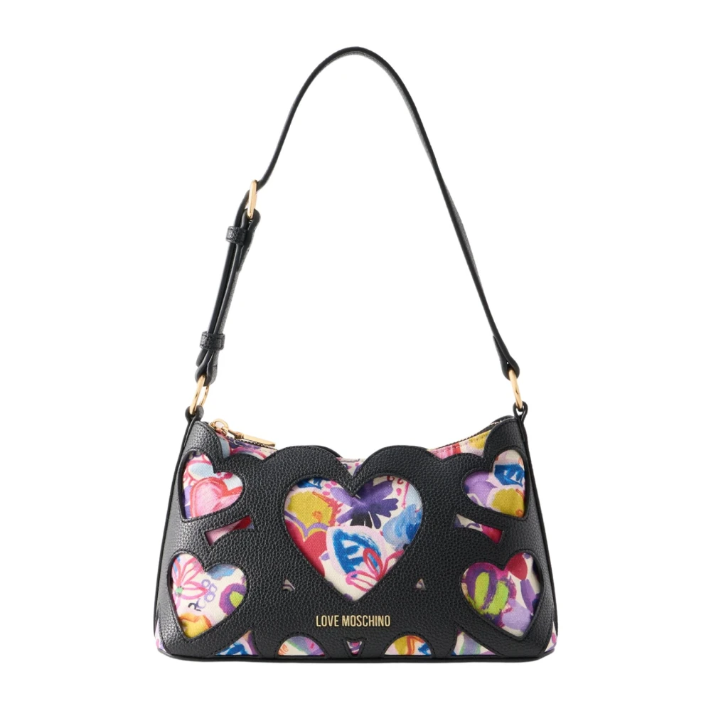 Love Moschino Women's Black Shoulder Bag With Cursive Logo - Shoulder Bags - One Size - Bags