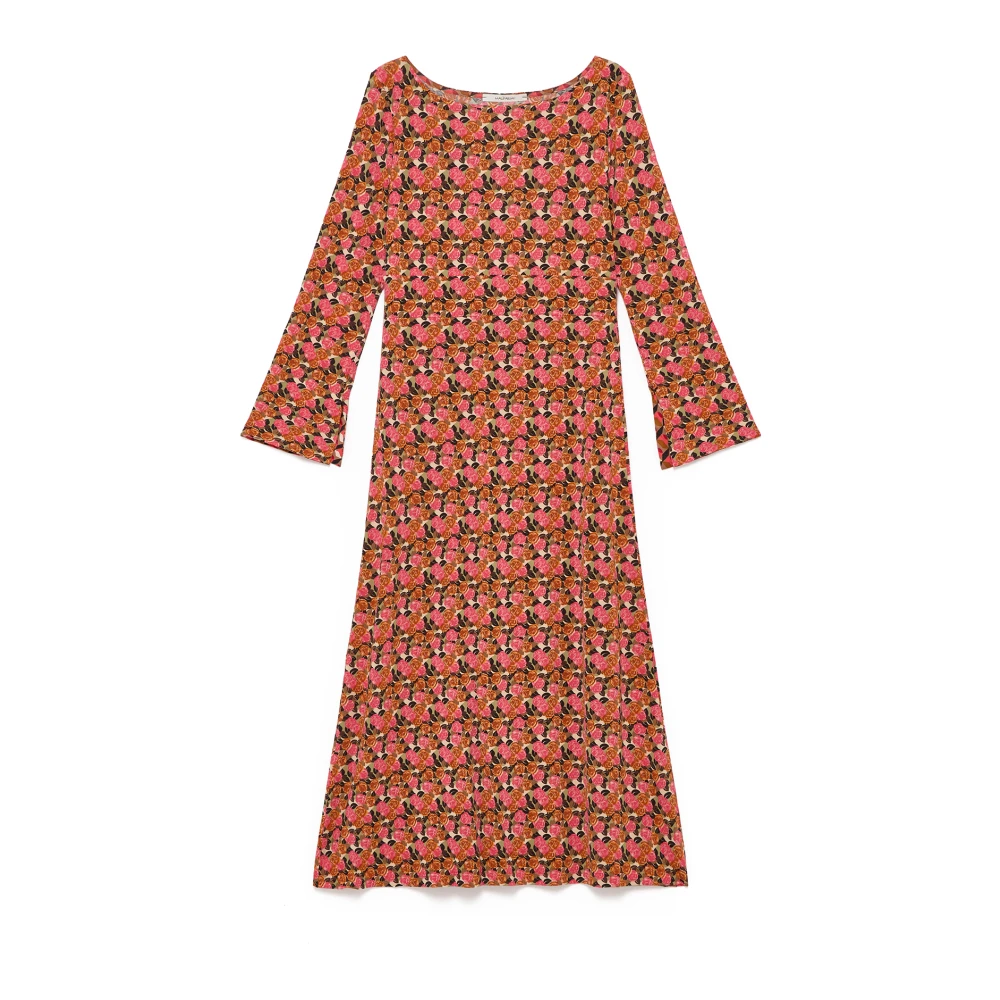 Maliparmi Gedrukte Wijdvallende Jersey Jurk Multicolor Dames