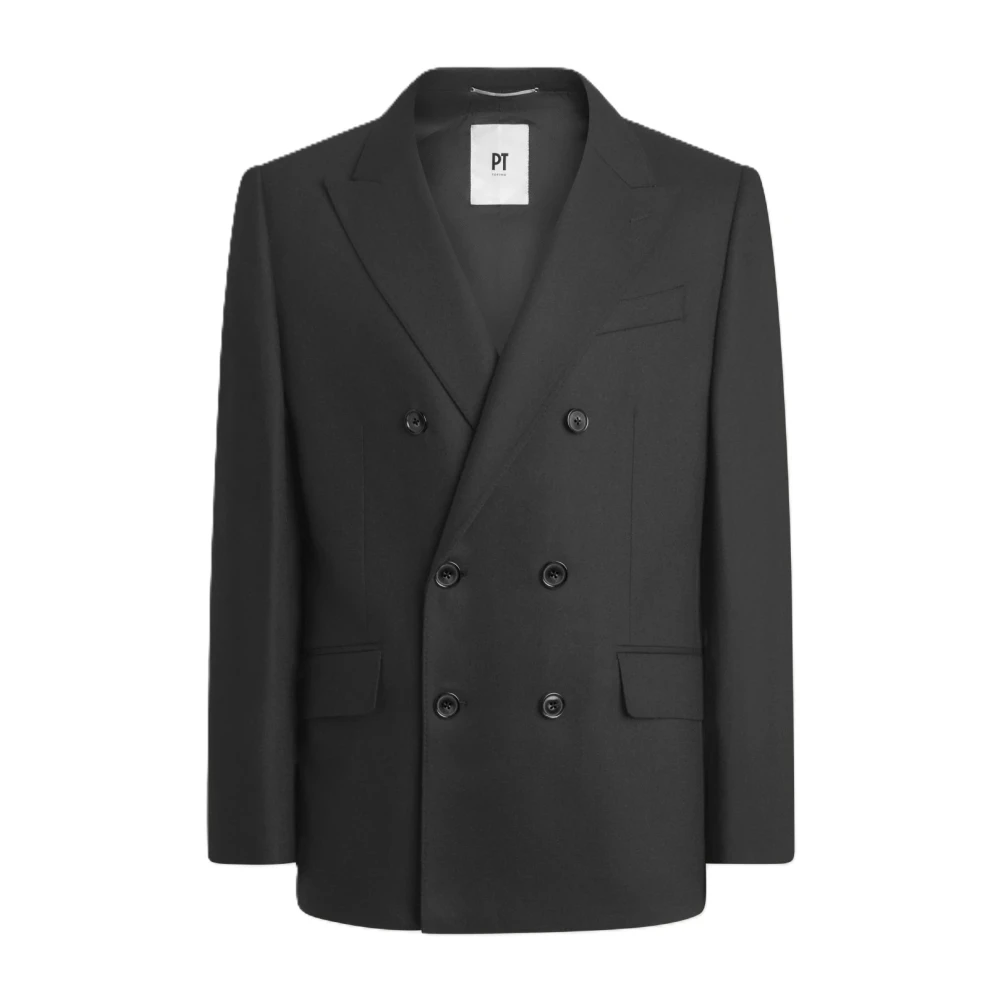 Pt Torino Men's Black Blazers, Xl, Cashmere Nero Double-Breasted Blazer