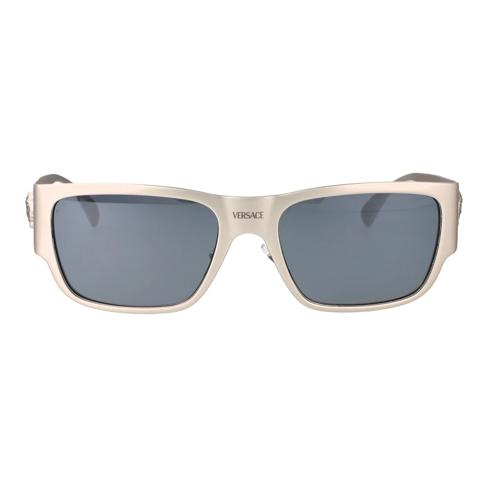 Versace Sunglasses Silver Medusa Square Brushed Metal MOD VE 2262 1266/6G 56mm - Image 5
