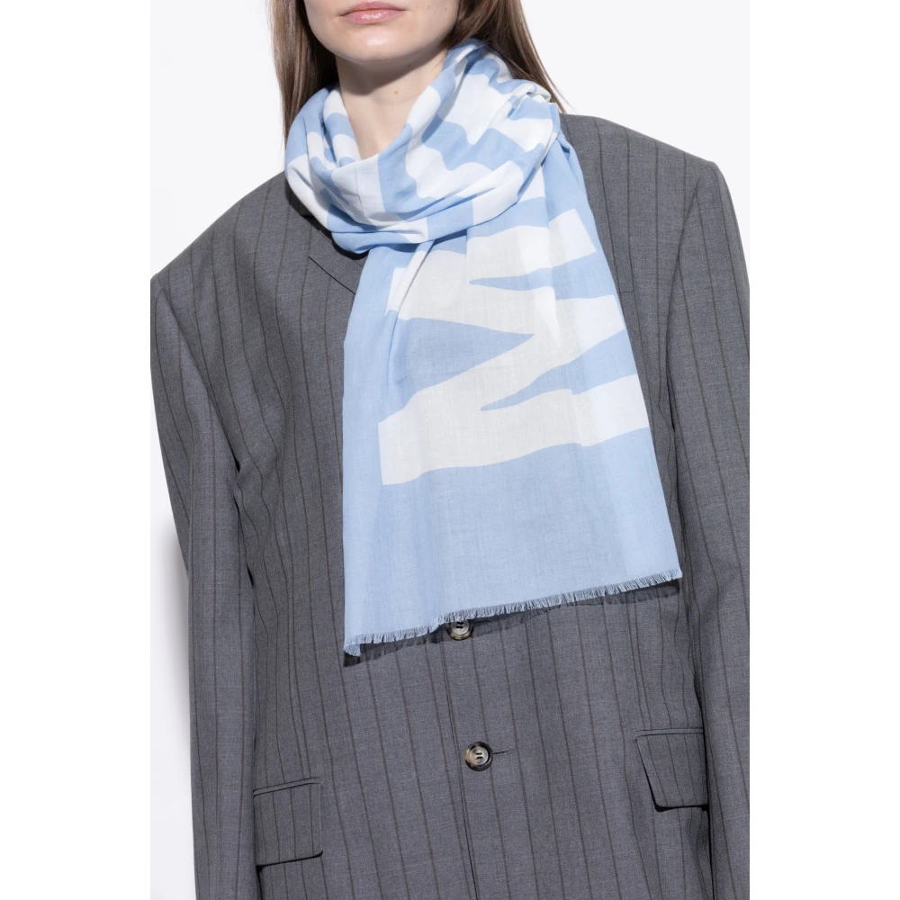 Moschino Sjaal met logo Blue Unisex