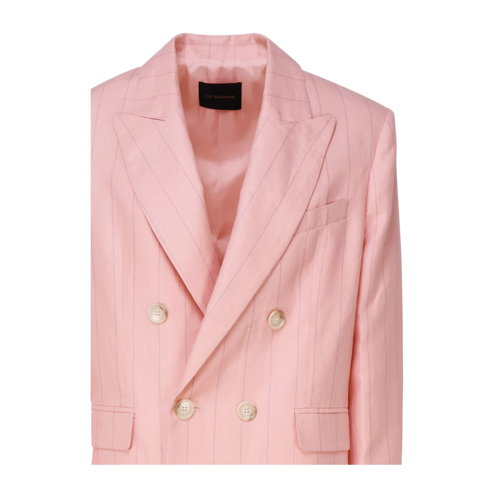 Andamane Roze Linnen Dubbel-Borst Jas Pink Dames