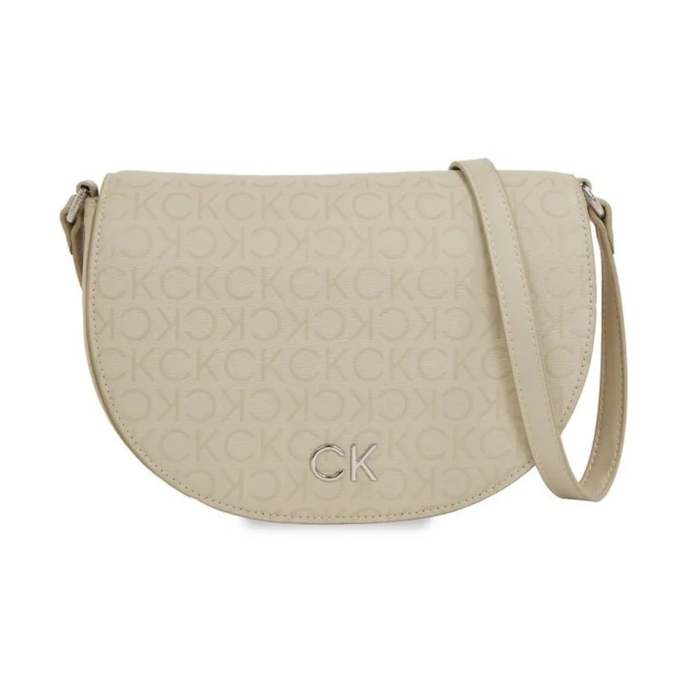 Calvin Klein Epi Mono Daily Saddle Bag Beige Dames
