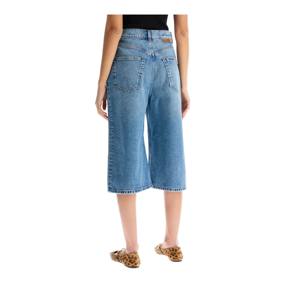 Stella Mccartney Distressed Flared Denim Cropped Jeans Blue Dames