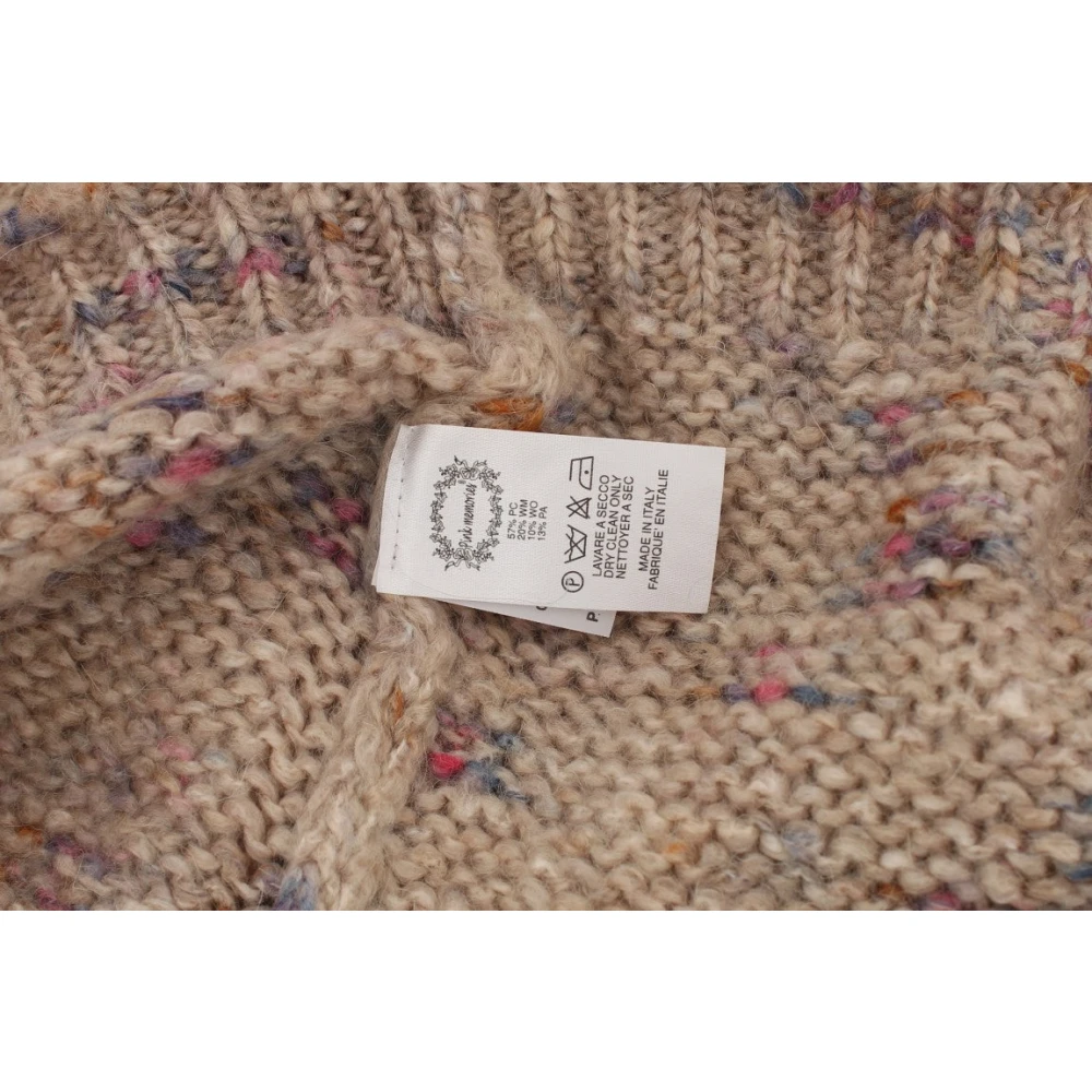 Pink Memories Beige V-hals Oversized Trui Beige Dames