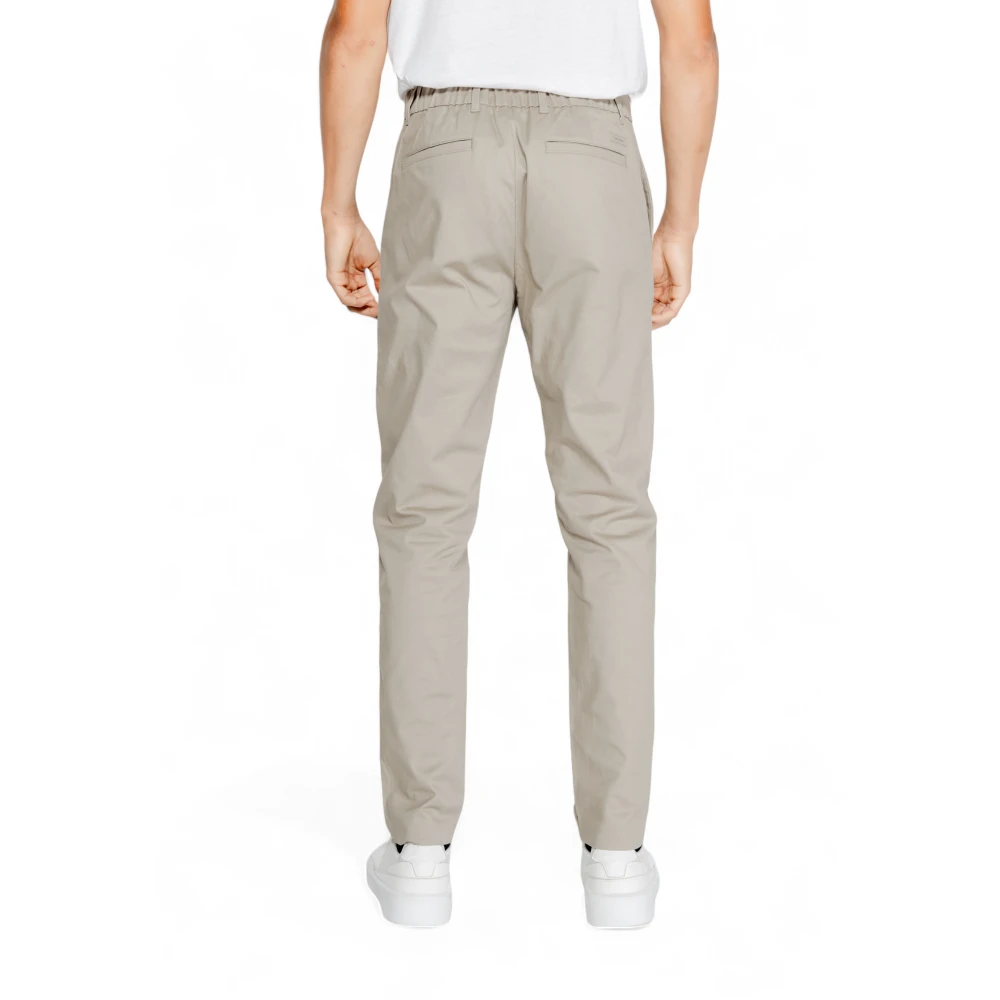 Calvin Klein Beige Katoenen Broek Rits Knoopsluiting Beige Heren